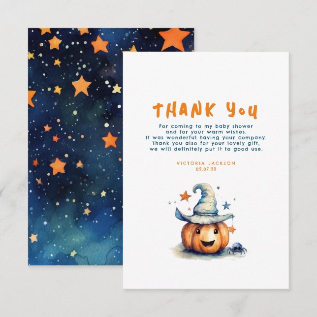 A Little Boo Pumpkin Cute Halloween Thank You Card (Front/Back)