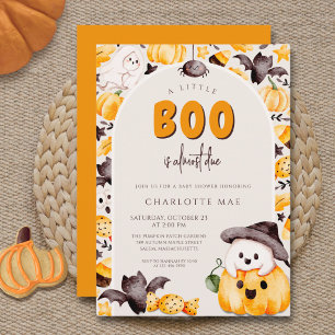 A Little Boo Pumpkin Ghost Halloween Baby Shower  Invitation