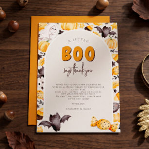 A Little Boo Pumpkin Ghost Halloween Baby Shower Thank You Card