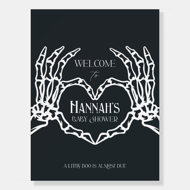 A Little Boo Skeleton Baby Shower Welcome Sign (Front)