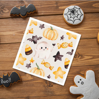 A Little Boo Watercolor Halloween Baby Shower Napkins