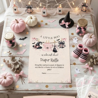 A Little Boo Witch Hat Pink Halloween Baby Shower Enclosure Card