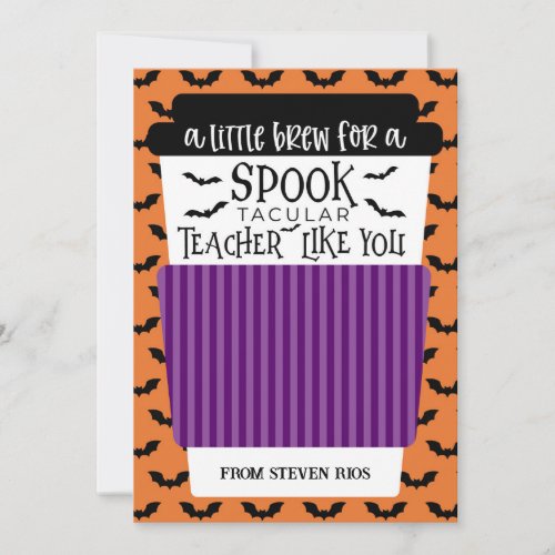 A Little Brew For Teacher Coffee Gift Card Holder