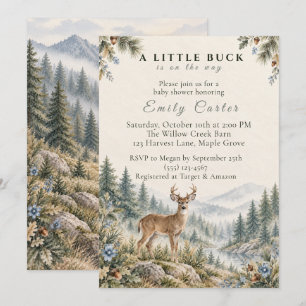 A Little Buck Woodland Deer Baby Shower Invitation