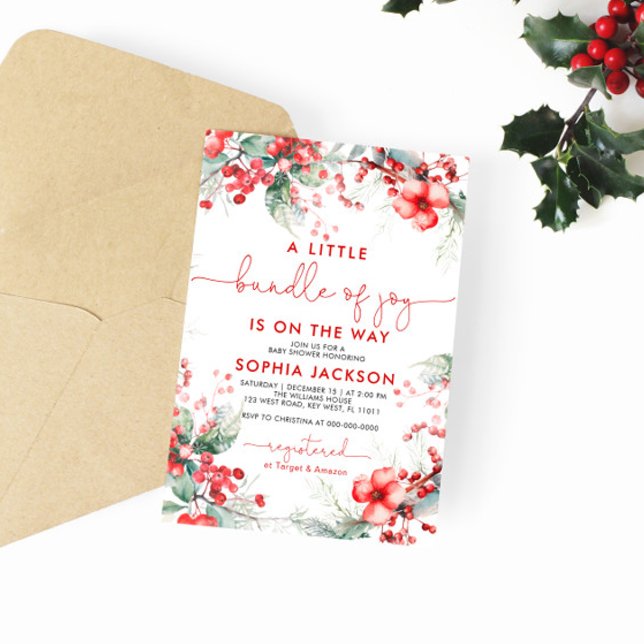 A Little Bundle Of Joy Christmas Baby Shower Invitation (Creator Uploaded)