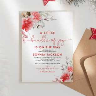 A Little Bundle Of Joy Christmas Baby Shower Invitation