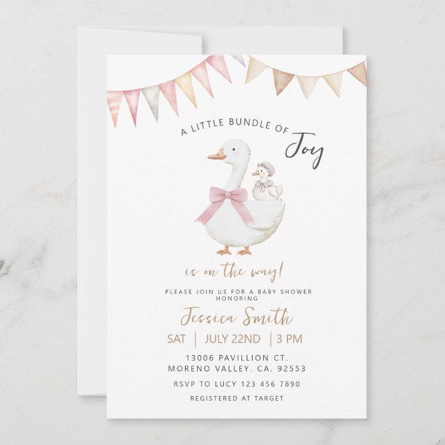 A Little Bundle of joy Goose Baby Shower Invitation (Front)