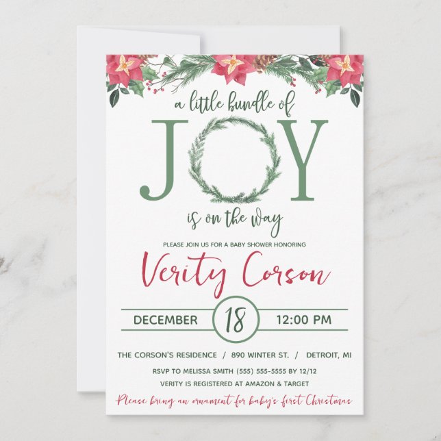 A Little Bundle of Joy is on the Way Baby Shower Invitation (Front)