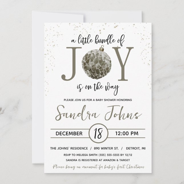 A Little Bundle of Joy is on the Way Baby Shower Invitation (Front)