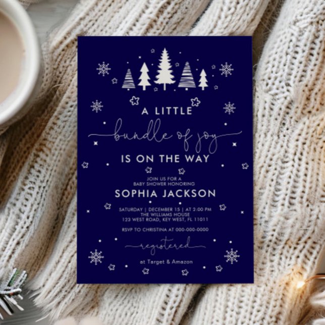 A Little Bundle Of Joy Minimalist Christmas Baby 2 Invitation (Creator Uploaded)