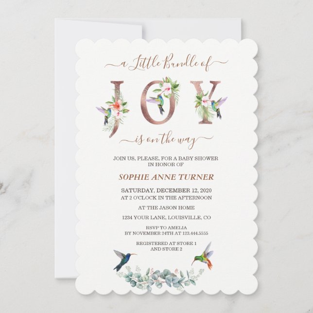 A Little Bundle Of Joy Pink Hibiscus Baby Shower Invitation (Front)