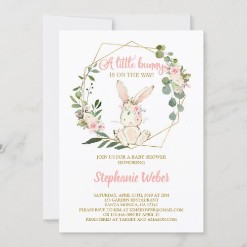 A little Bunny baby shower girl Invitation