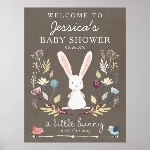 A Little Bunny Baby Shower Welcome Sign Poster