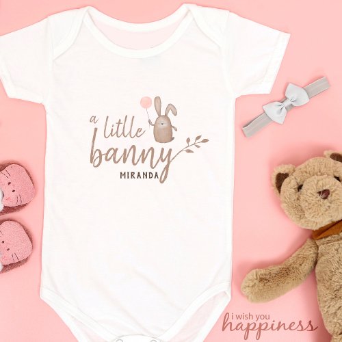 A little bunny Birthday Party Watercolor Baby Bodysuit