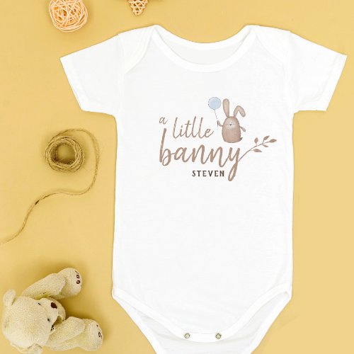 A little bunny Boy Birthday Party Watercolor Baby Bodysuit