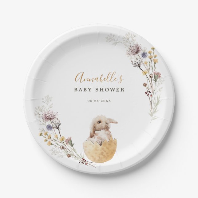 A little Bunny Easter Baby Shower Paper Plates (Front)