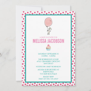 A Little Bunny Holding a Balloon baby Shower Invitation