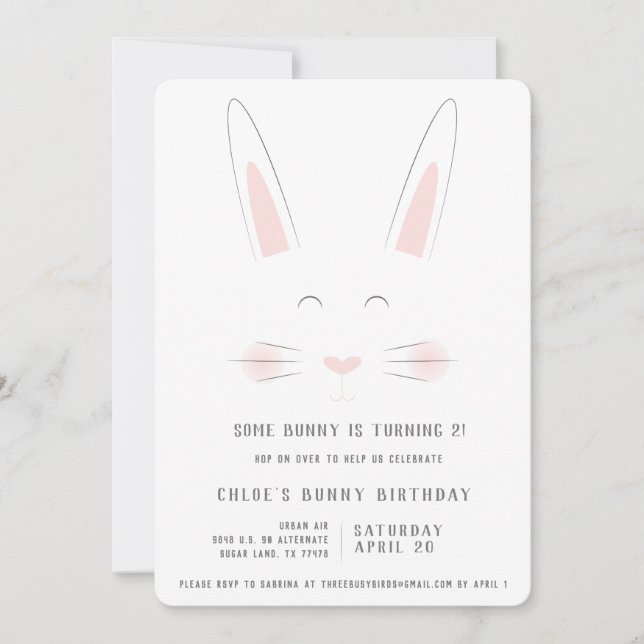 A little bunny is having a birthday invitation! invitation (Front)