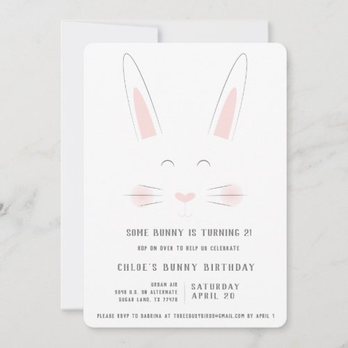 A little bunny is having a birthday invitation invitation