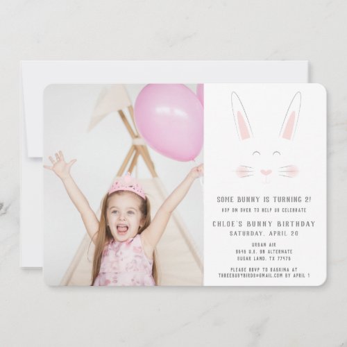 A little bunny is having a birthday Photo Card