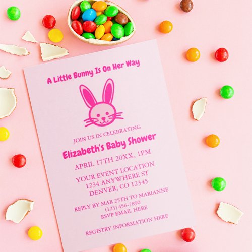 A Little Bunny Is On Her Way Baby Shower Invitation