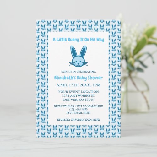 A Little Bunny Is On His Way Baby Shower Invitation
