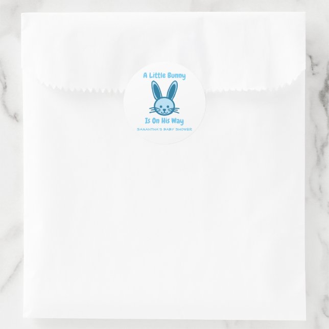 A Little Bunny Is On His Way Classic Round Sticker (Bag)