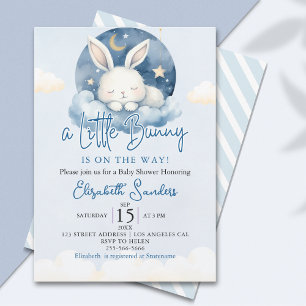 a Little Bunny is on the way Baby Shower Boy Invitation