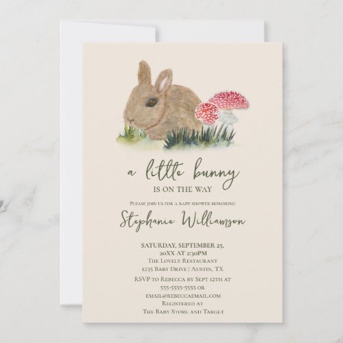 A little Bunny Is On The Way Baby Shower   Invitation