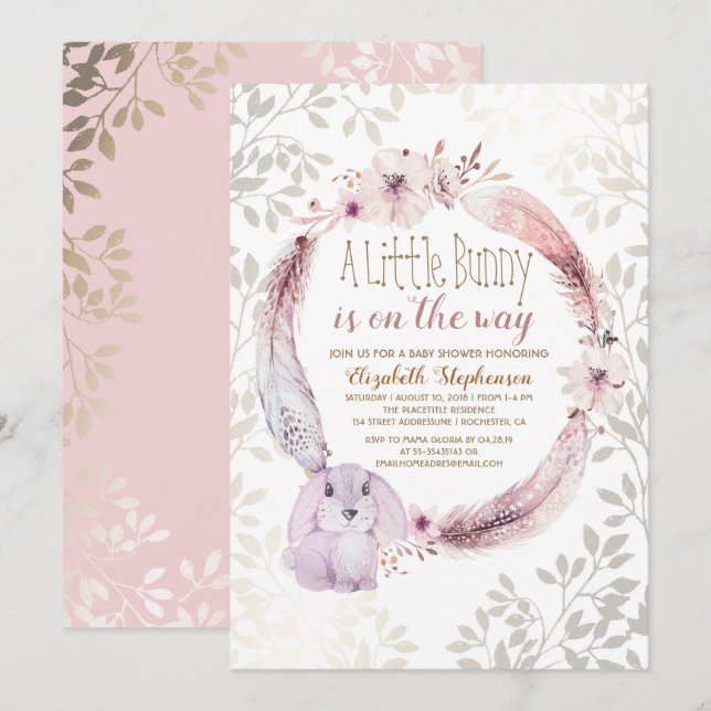 A Little Bunny Is On The Way Baby Shower Invitation (Front/Back)