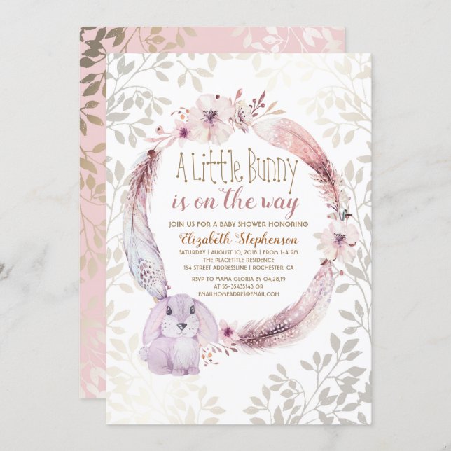 A Little Bunny Is On The Way Baby Shower Invitation (Front/Back)