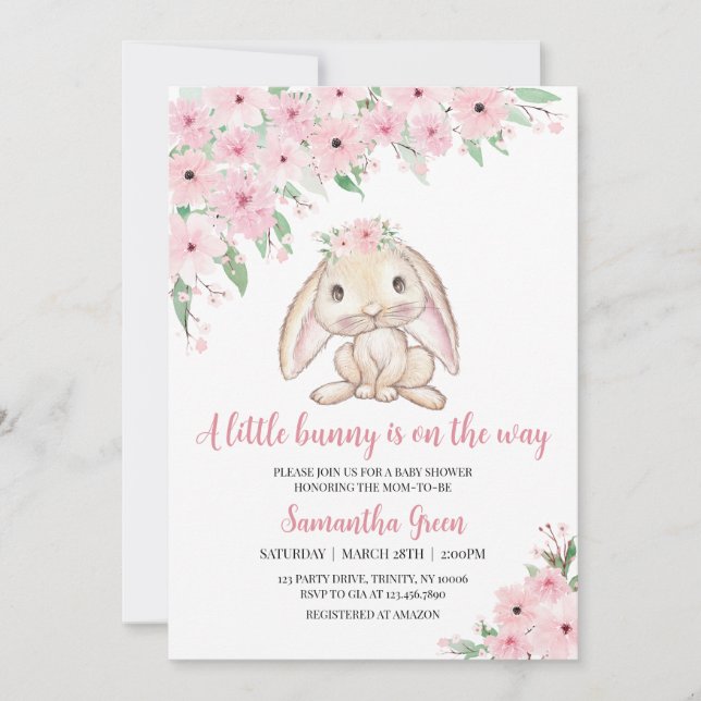 A Little Bunny is on the way Baby Shower Invitation (Front)