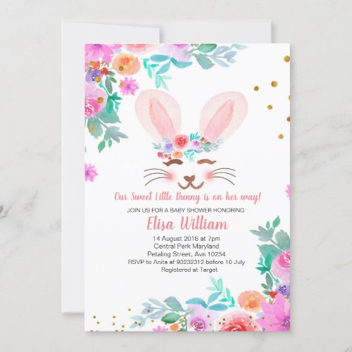 A Little Bunny Is On The Way Baby Shower Invitation