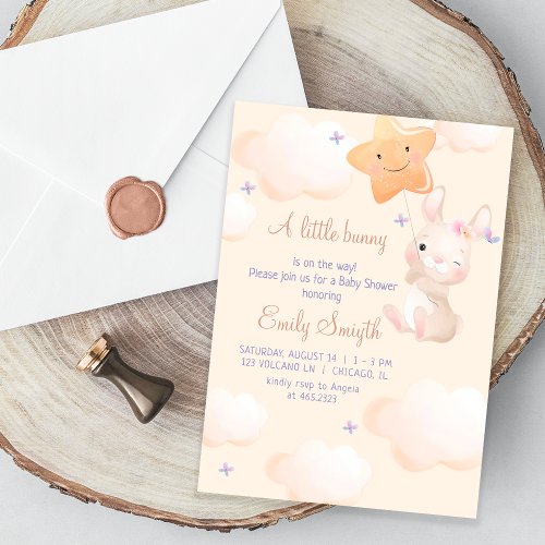 A little bunny is on the way Baby Shower Invitation