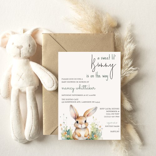A Little Bunny Is On The Way Baby Shower  Invitation