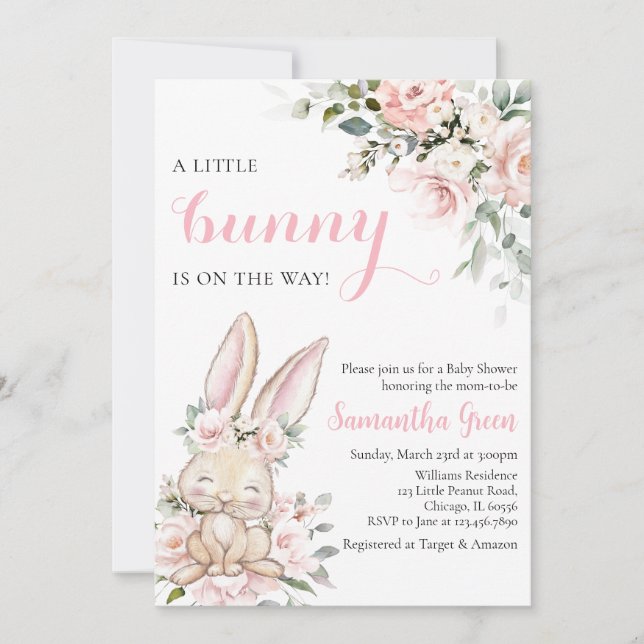 A Little Bunny is on the way Baby Shower Invitation (Front)