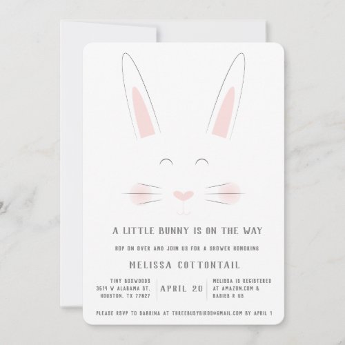 A little bunny is on the way baby shower invite