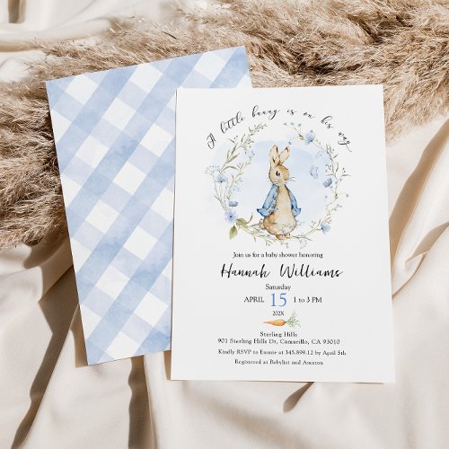 A little bunny is on the way baby shower Invite