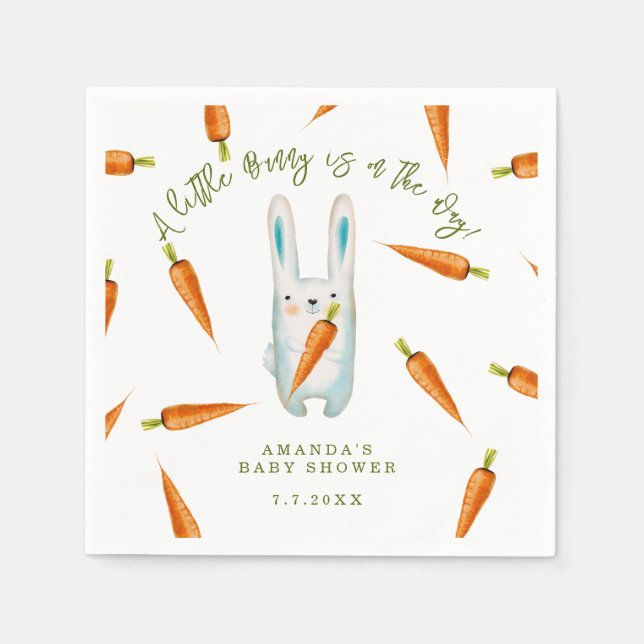 A little Bunny is on the way! Baby Shower Napkins (Front)
