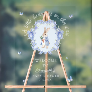 A Little Bunny Is On The Way Baby Shower Welcome Acrylic Sign