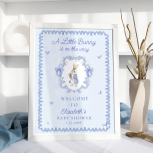 A Little Bunny Is On The Way Baby Shower Welcome Poster