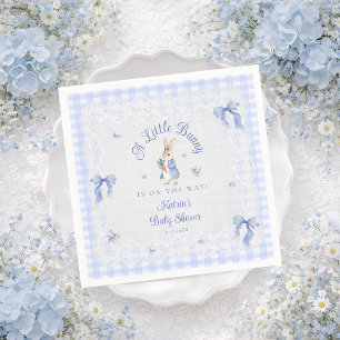 A Little Bunny Is On The Way Blue Baby Shower Napkins