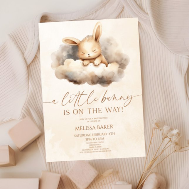 A Little Bunny Is On The Way! Clouds Baby Shower Invitation (Creator Uploaded)
