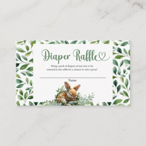 A Little Bunny Is On The Way Diaper Raffle Enclosure Card