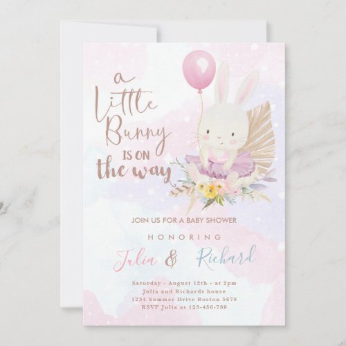 a little bunny is on the way Invitation