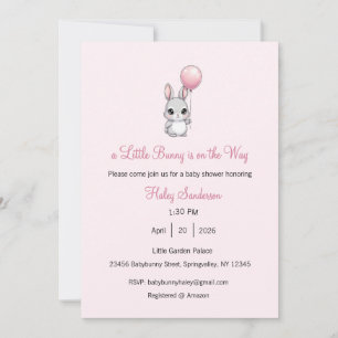 A Little Bunny is on the Way Invitation, Baby Invitation