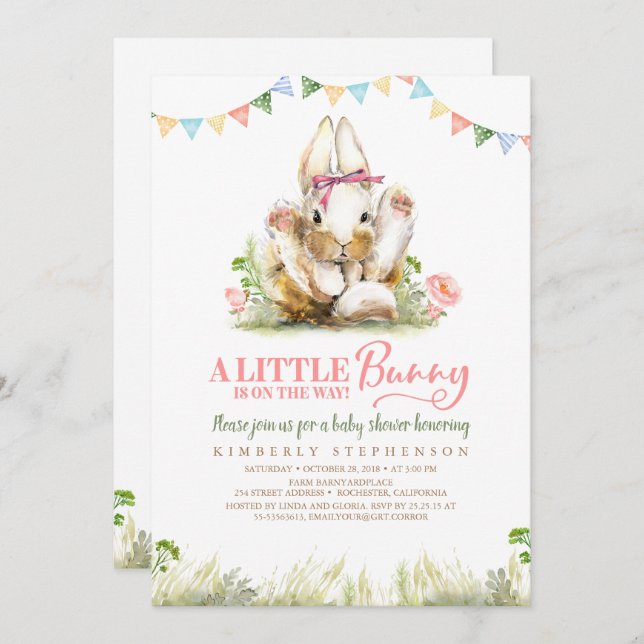 A Little Bunny is On the Way Invite (Front/Back)