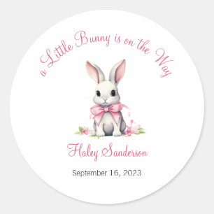 A Little Bunny is on the Way Label, Baby Classic Classic Round Sticker