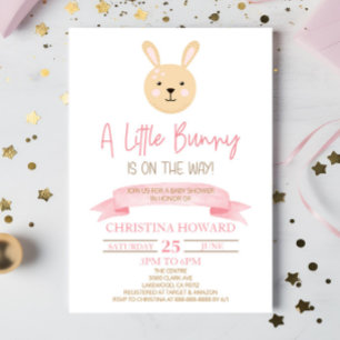 A Little Bunny Is On The Way! Pink Baby Shower Invitation