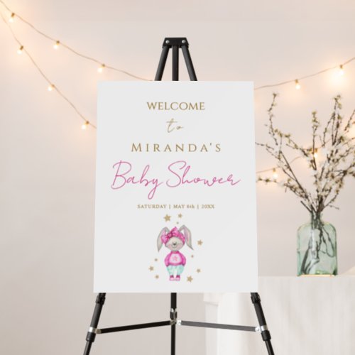 A little bunny pink baby shower girl Welcome  Foam Board